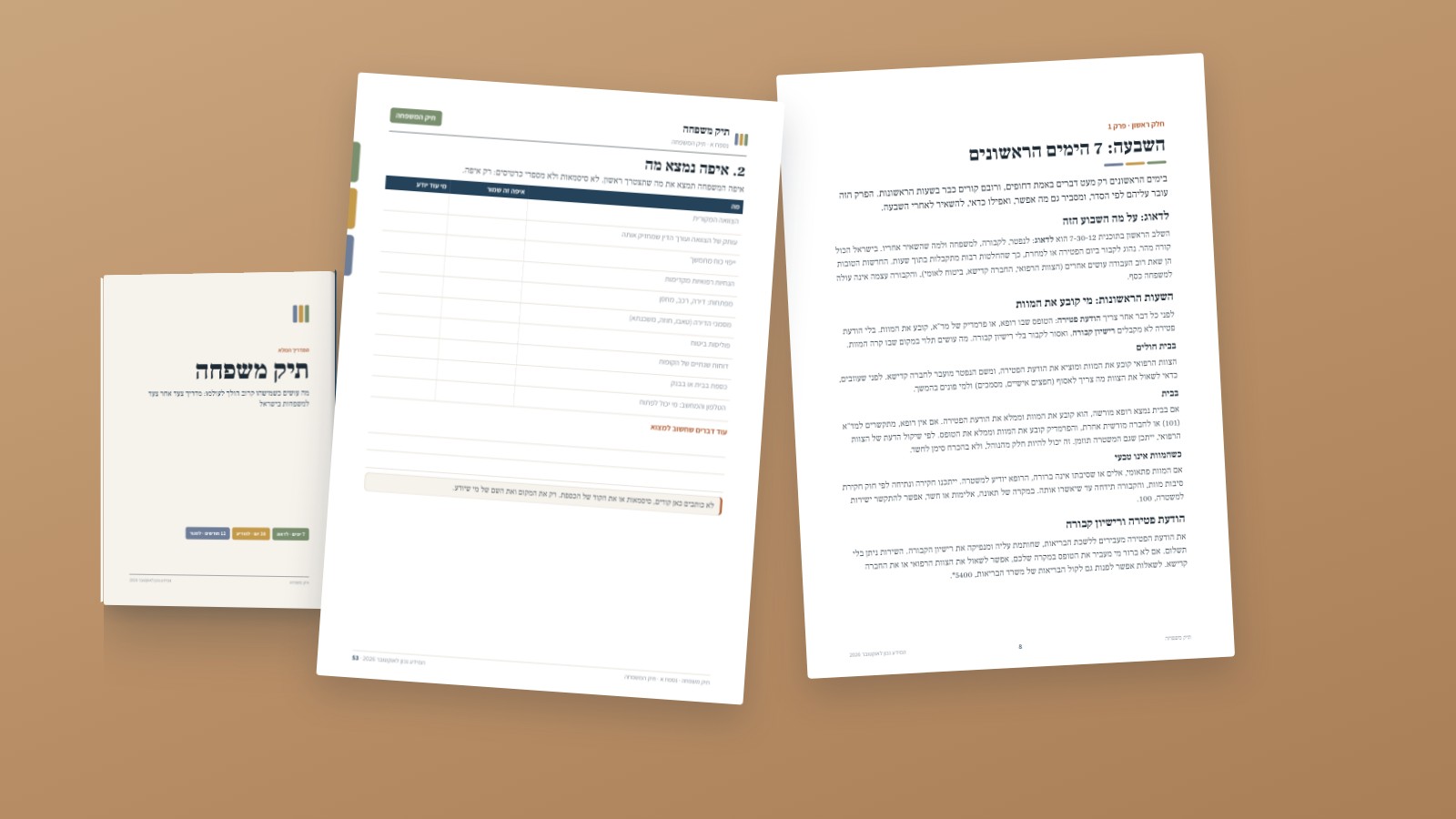 תיק משפחה: הספר ותיק המשפחה על שולחן המטבח